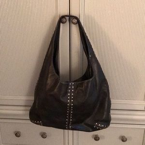 Michael Kors black leather hobo bag